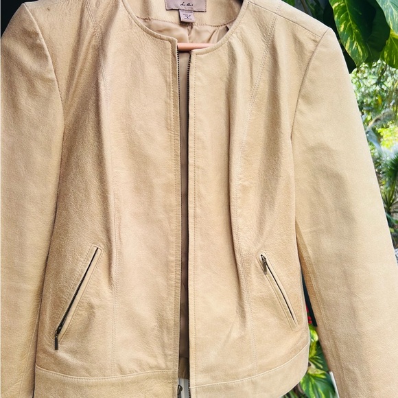 New with Tag I.E. Tan leather jacket - Picture 3 of 8